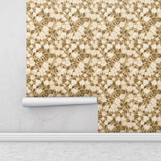 golden floral wallpaper