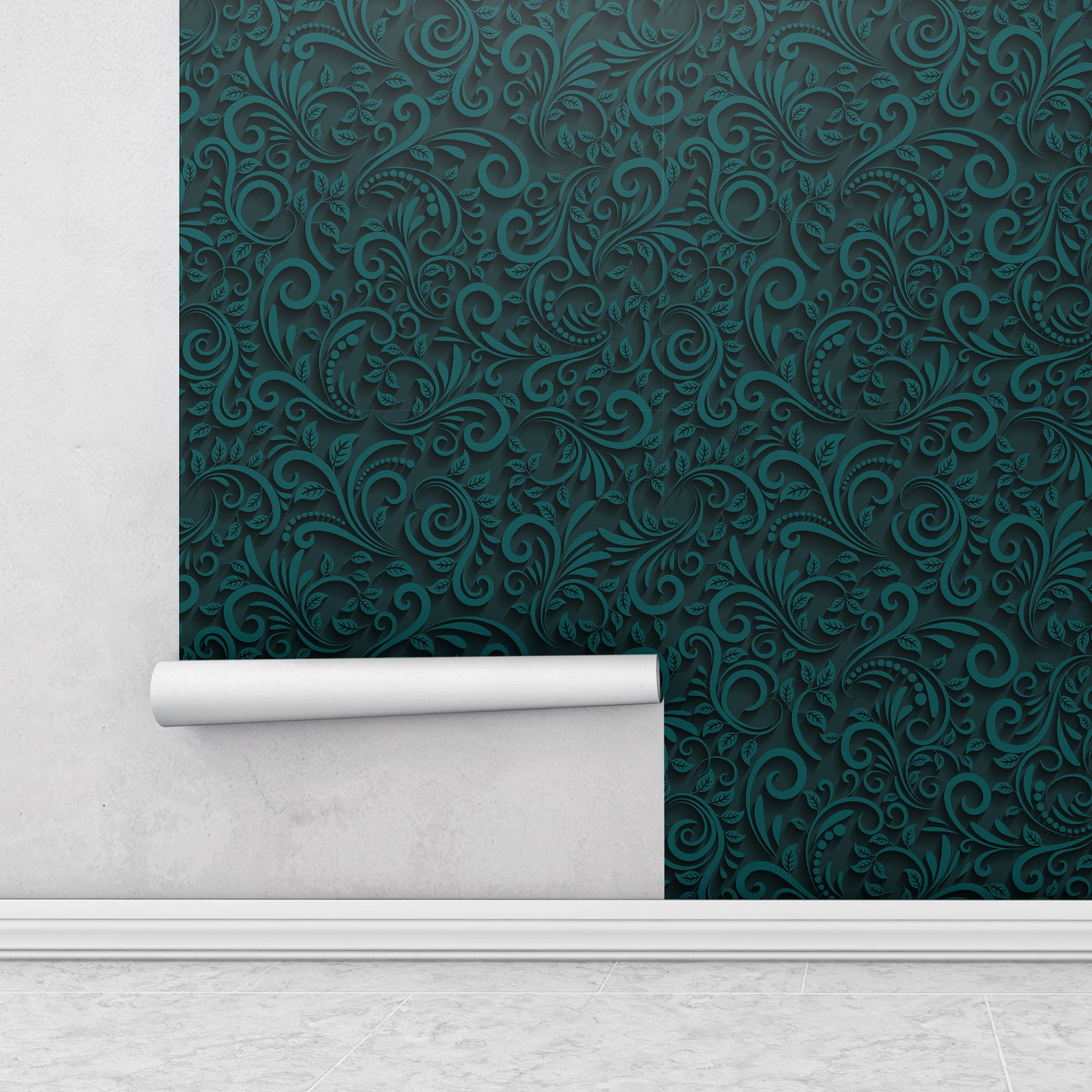 black and green flourish wallpaper