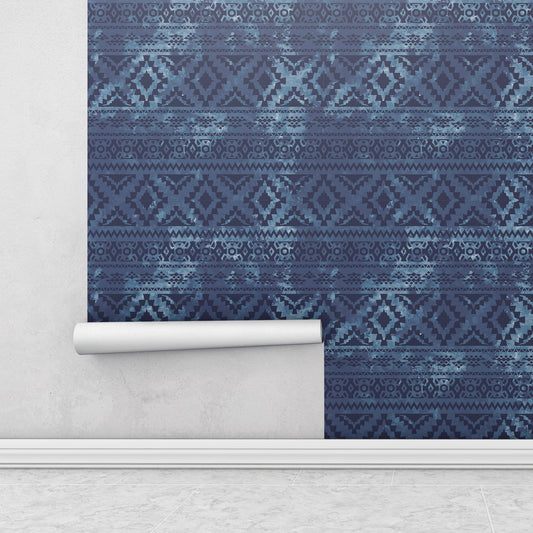 dark blue traditional wallpaper