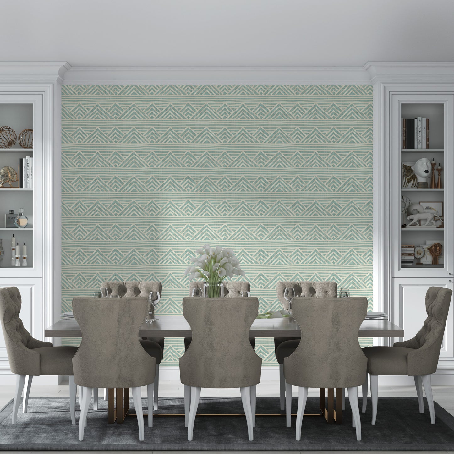  green traditional geometric wallpaper