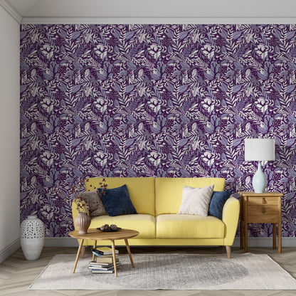 vibrant purple leafy wallpaper