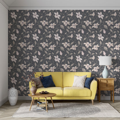 dark gray floral wallpaper