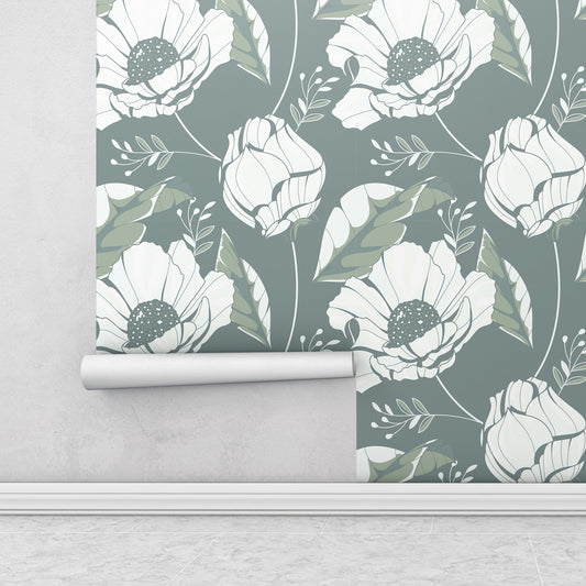 light green floral wallpaper