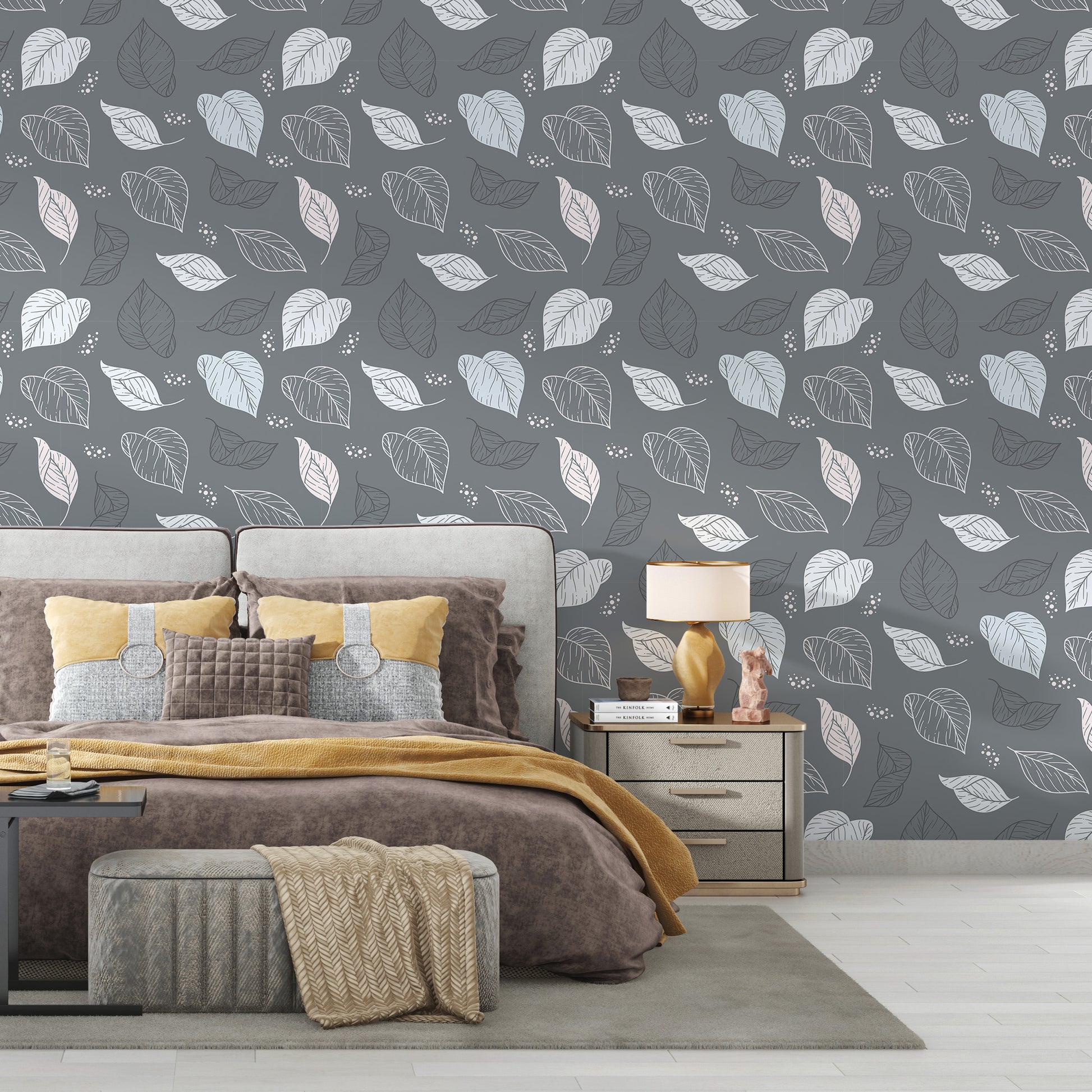 dark gray leaves wallpaper