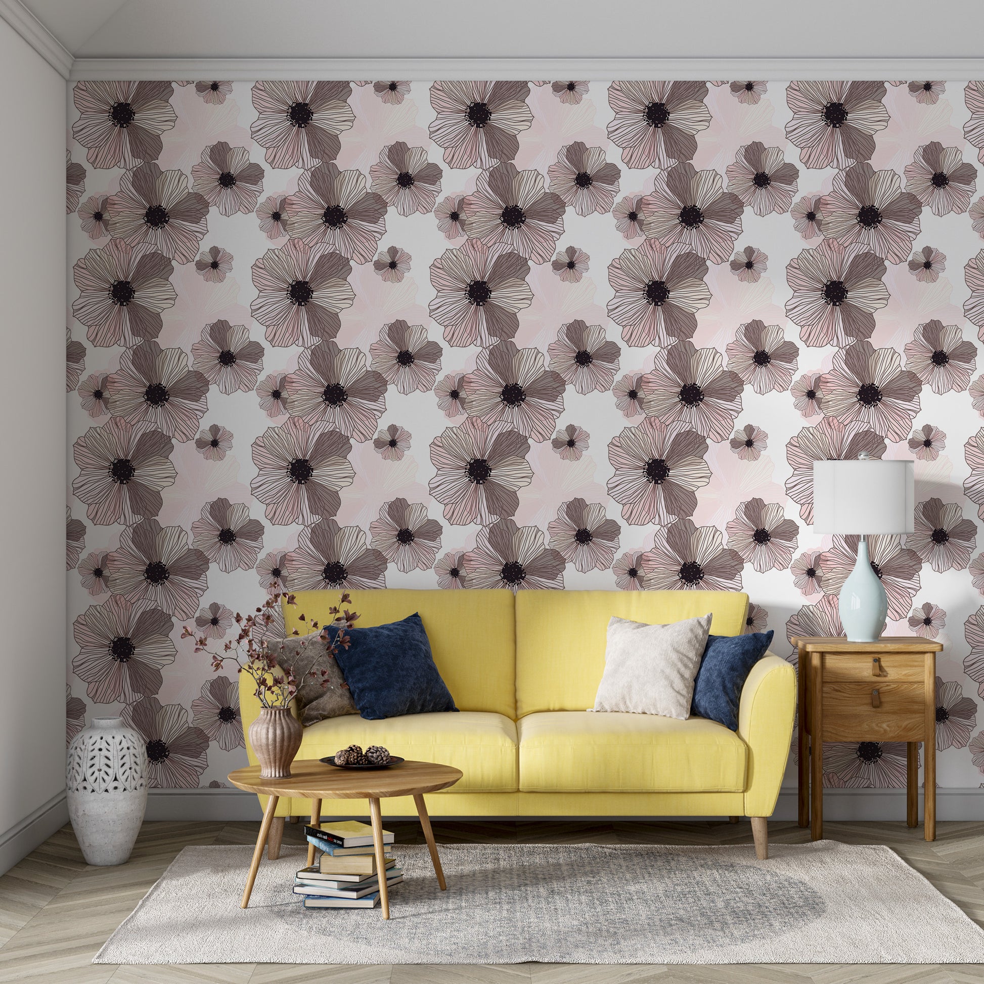 pink and brown floral wallpaper