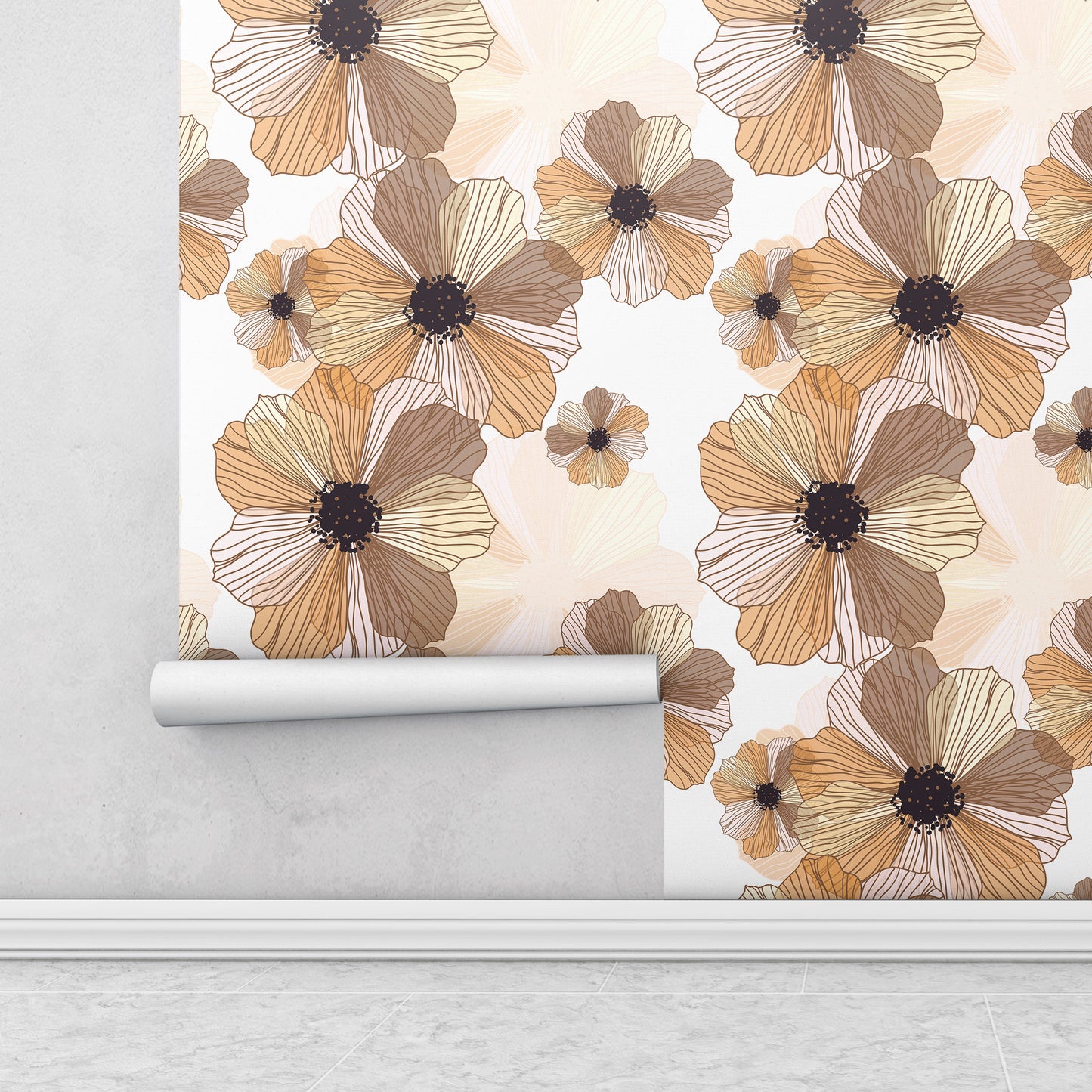 yellow and orange floral wallpaper