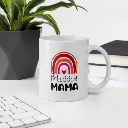 Blessed Mama White Glossy Mug