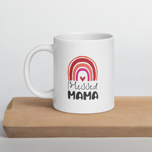 Blessed Mama White Glossy Mug