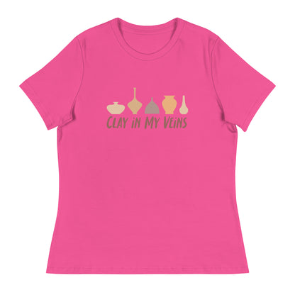 Women's Pottery T-Shirt - "Clay In My Veins" Saying Tee