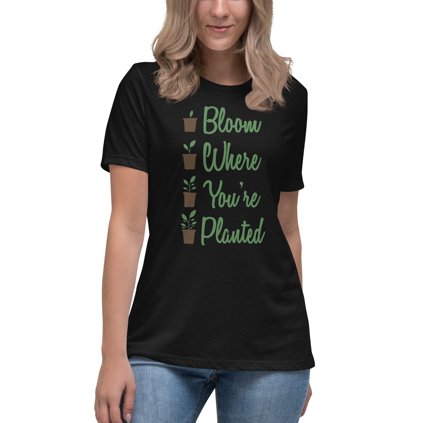 Women's Gardening Tee - "Bloom Where You're Planted" Saying Tee