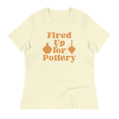 Women's Pottery T-Shirt - "Fired Up For Pottery" Saying Tee