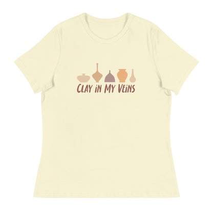 Women's Pottery T-Shirt - "Clay In My Veins" Saying Tee