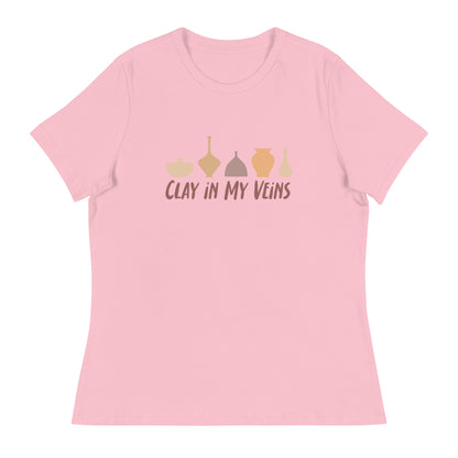 Women's Pottery T-Shirt - "Clay In My Veins" Saying Tee