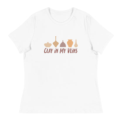 Women's Pottery T-Shirt - "Clay In My Veins" Saying Tee